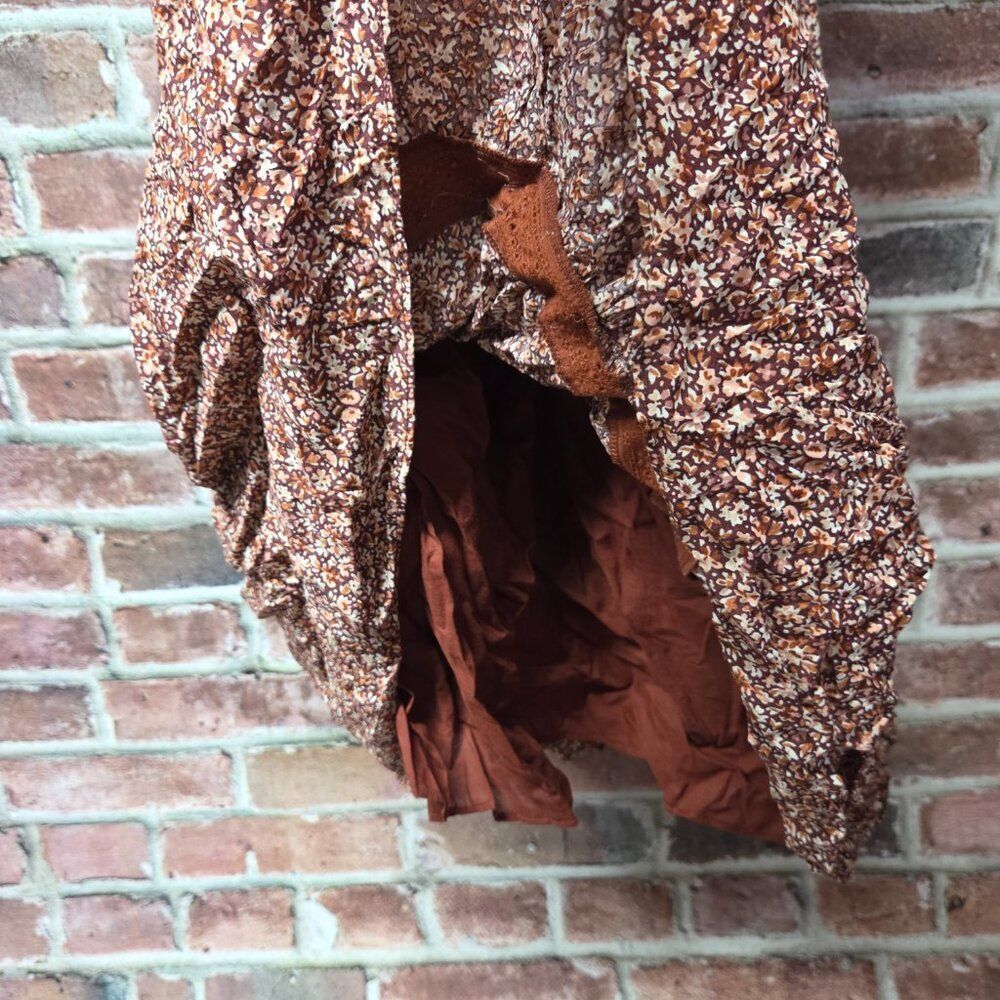 Madewell Dress S | Brown Floral Boho Short Sleeve Above Knee Coquette Indie‎ - Picture 6 of 7